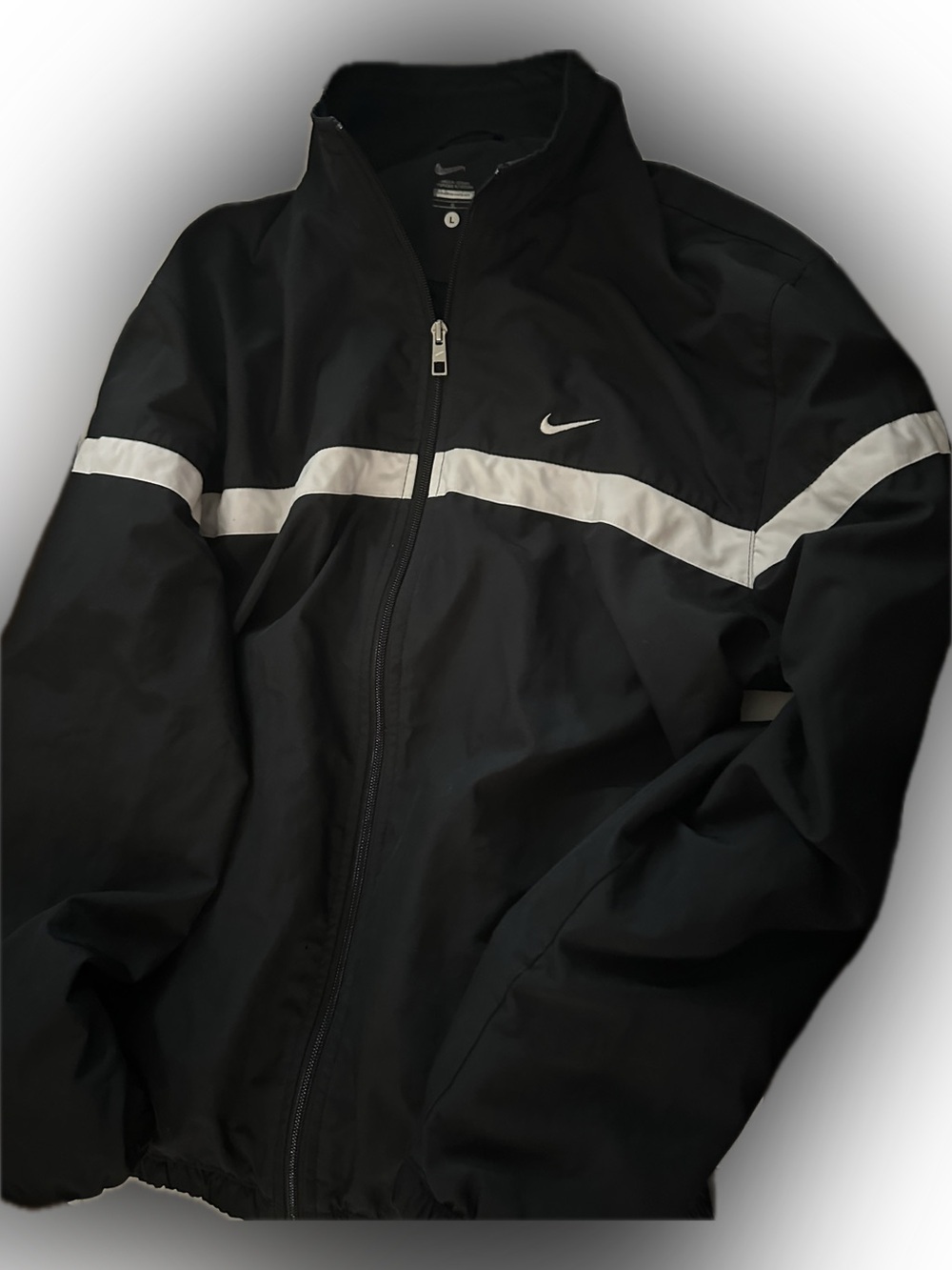 Nike Black Windbreaker Jacket with White Stripe*Men’s Sz~Lg*